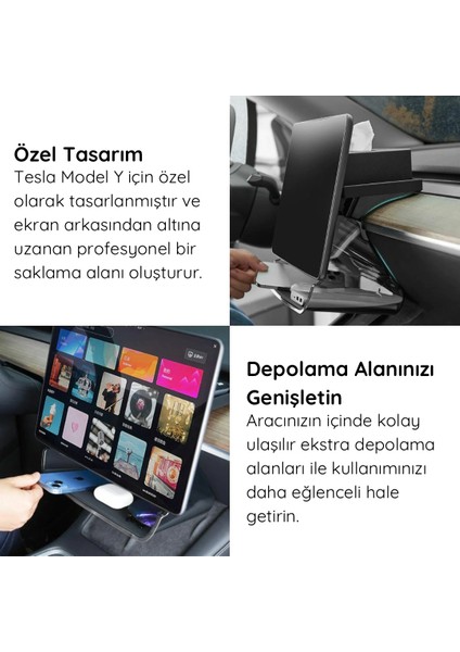 Model Y Ön Konsol Ekran Altı Saklama Kutusu