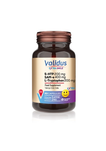 Extra Smile 5-HTTP 200 mg + L- Tryptophan 200 mg + Sam-e 400 mg 30 Capsules (Vcaps Plus)