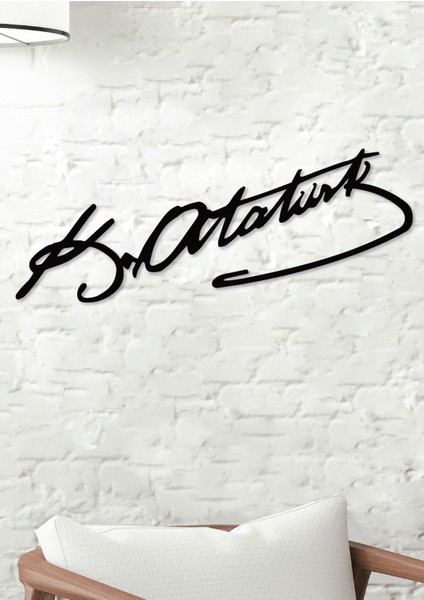 Atatürk Imza Dekoratif Siyah Metal Duvar Dekoru - Ev & Ofis Tablosu - Hediye Tablo