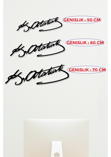 Atatürk Imza Dekoratif Siyah Metal Duvar Dekoru - Ev & Ofis Tablosu - Hediye Tablo fiyatları