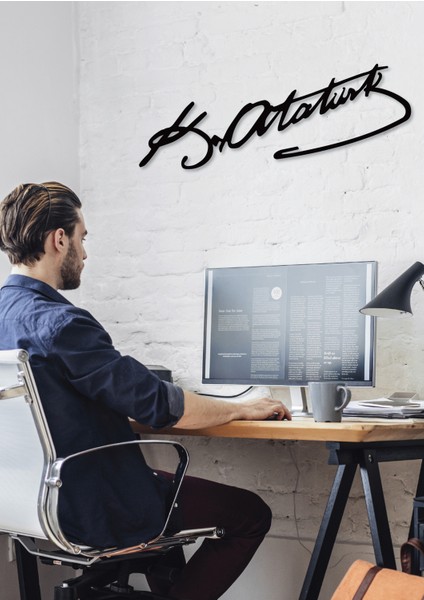 Atatürk Imza Dekoratif Siyah Metal Duvar Dekoru - Ev & Ofis Tablosu - Hediye Tablo modelleri