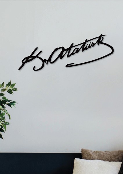 Atatürk Imza Dekoratif Siyah Metal Duvar Dekoru - Ev & Ofis Tablosu - Hediye Tablo fırsatları