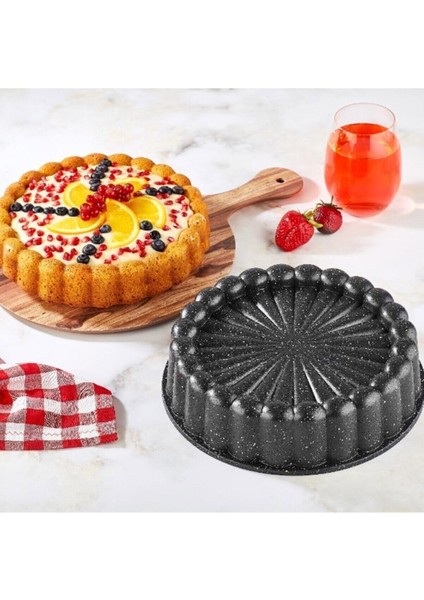 Polochef Granit Döküm Tart Kek Kalıbı Siyah 26 cm