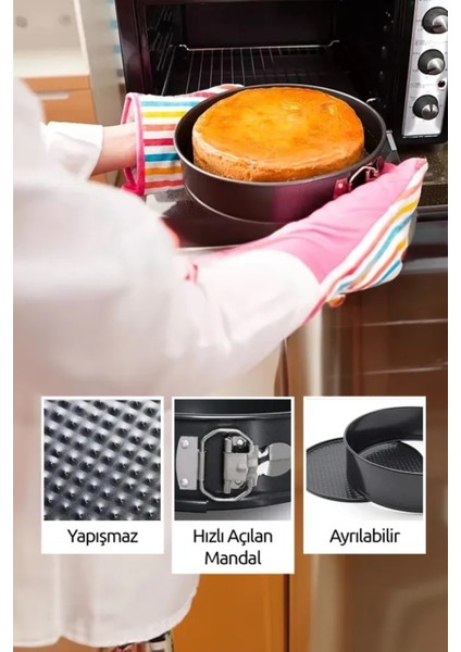 Yuvarlak 3'lü Kelepçeli Pasta Turta Kek Kalıbı Seti 24-26-28 cm indirimleri