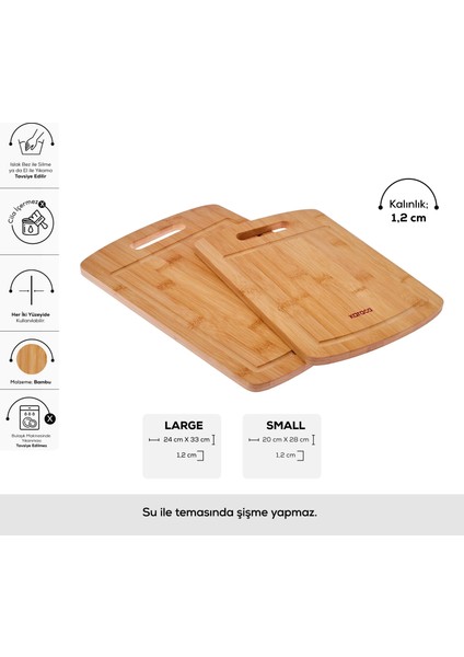 Alin 2'li Bambu Kesme Tahtası 28/33 cm