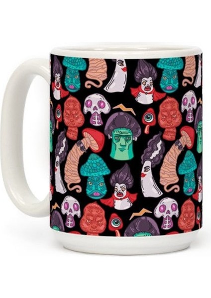 Mantar Canavarları Desenli Kahve Kupa Ingilizce Kupa