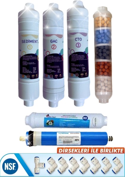 Kapalı Kasa 12 Inç Su Arıtma Cihazı Filtresi 10 Aşamalı Filtre Seti (Nsf Onaylı Vontron Membranlı) Set