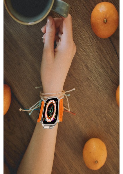 Apple Watch 7 45MM Uyumlu Fuchsia Drk-99 Hasır Kordon