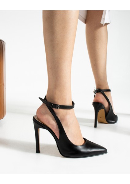 10.5 cm Siyah Bilekten Bağlamalı Stiletto Topuklu Ayakkabı 2191 modelleri