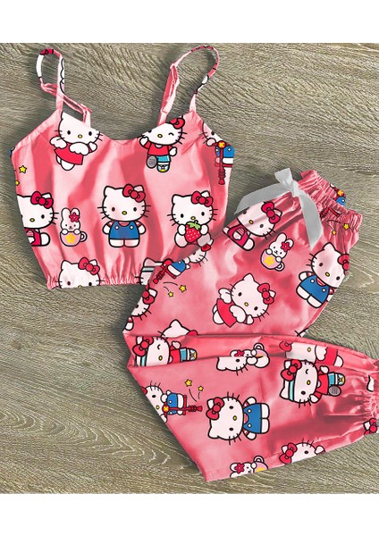 Trend Hello Kitty Saten Pijama Takımı
