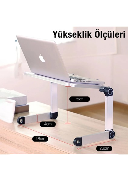 Soğutucu Fanlı Alüminyum Yatak Masa Laptop Macbook Notebook Yükseltici