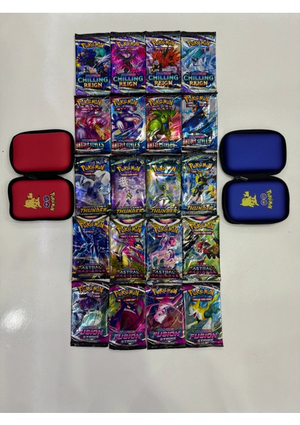 Pokemon Oyun Kartı 5 Set Bir Arada Toplam 20 Paket Pokemon Kart ve 2 Adet Pokemon Kart Çantası