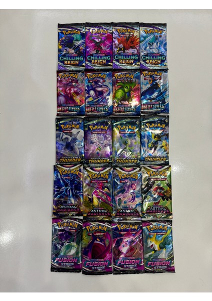 Pokemon Oyun Kartı 5 Set Bir Arada Toplam 20 Paket Pokemon Kart ve 2 Adet Pokemon Kart Çantası fiyatları