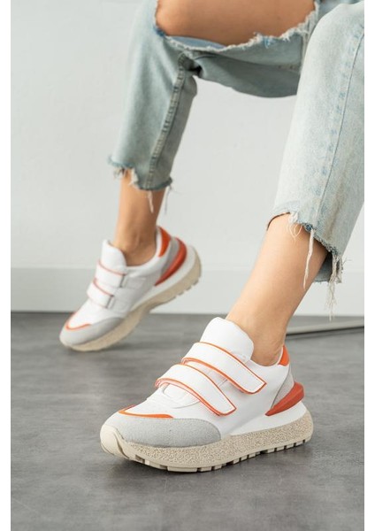 Turuncu Günlük Cırtlı Iç Taban Kadın Sneaker