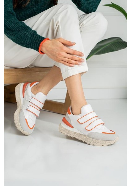 Turuncu Günlük Cırtlı Iç Taban Kadın Sneaker modelleri