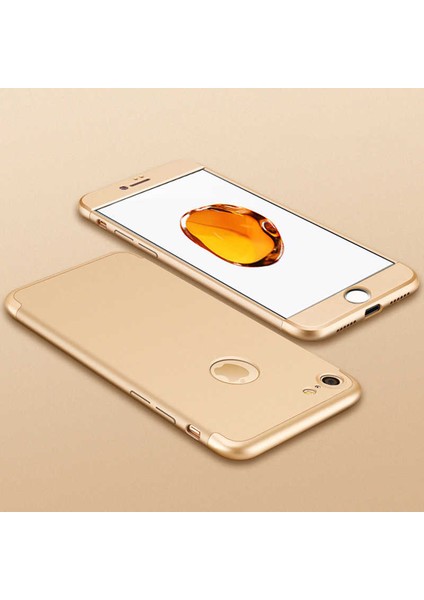 - Apple iPhone 5 - Kılıf Parmak izi Yapmayan 3 Parça Ays Kapak - Gold