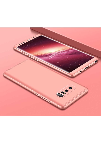 - Samsung Galaxy Note 8 - Kılıf Parmak izi Yapmayan 3 Parça Ays Kapak - Rose Gold - T1498