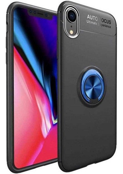 Apple iPhone Xr 6.1 Uyumlu Kılıf Yüzüklü Karbon Ravel Silikon Kapak