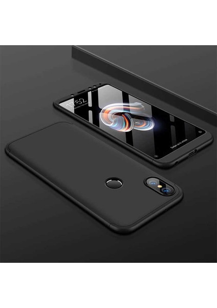 - Xiaomi Redmi Note 6 Pro - Kılıf Parmak izi Yapmayan 3 Parça Ays Kapak - Siyah - T6812