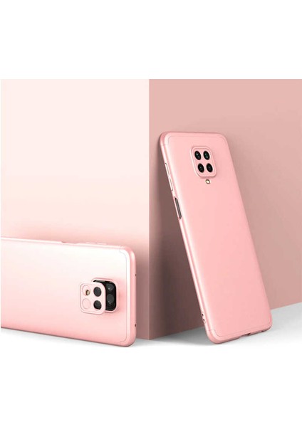 - Xiaomi Redmi Note 9 Pro - Kılıf Parmak izi Yapmayan 3 Parça Ays Kapak - Rose Gold