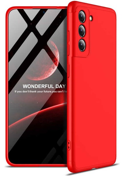 - Samsung Galaxy S21 FE - Kılıf Parmak izi Yapmayan 3 Parça Ays Kapak - Kırmızı - T17902
