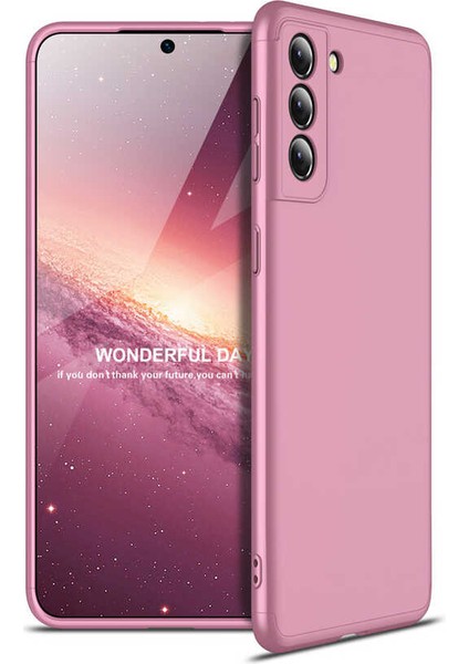 - Samsung Galaxy S21 Plus - Kılıf Parmak izi Yapmayan 3 Parça Ays Kapak - Rose Gold - T16582