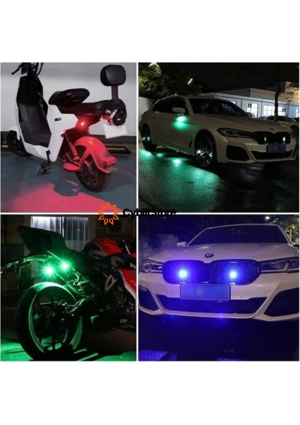 Kumandalı Çakarlı Şarjlı 7 Renk ve 20 Modlu 2 Adet Mini LED Işık Drone Motorsiklet Araba Bisiklet Işığı