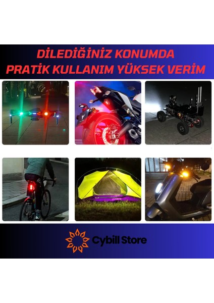 Kumandalı Çakarlı Şarjlı 7 Renk ve 20 Modlu 2 Adet Mini LED Işık Drone Motorsiklet Araba Bisiklet Işığı