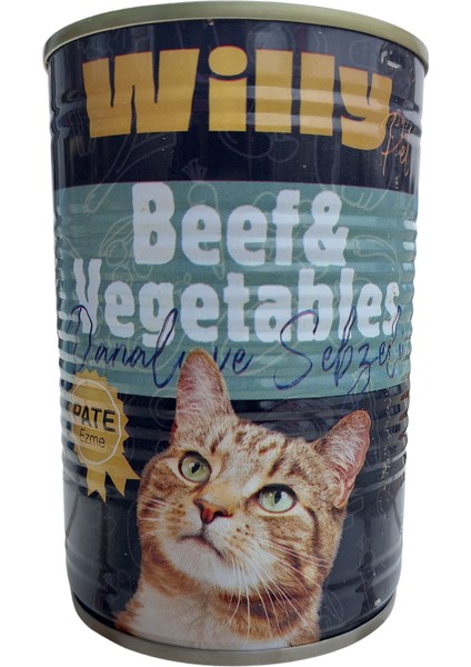 Willy Pet Beef Vegetables -Danalı ve Sebzeli - Pate Ezme -400GR X4 Adet