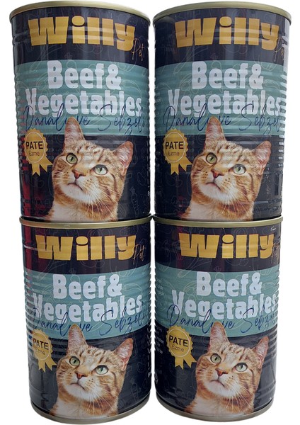 Willy Pet Beef Vegetables -Danalı ve Sebzeli - Pate Ezme -400GR X4 Adet