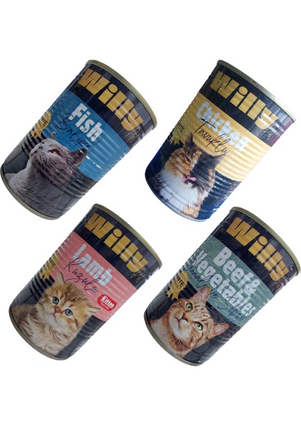 Willy Pet Beef Vegetables -Danalı ve Sebzeli - Pate Ezme -400GR X4 Adet