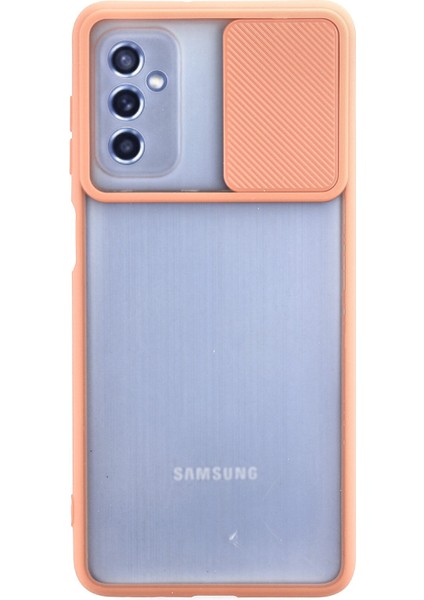 Samsung Galaxy M52 5g Kılıf Palm Buzlu Kamera Sürgülü Silikon - Pembe