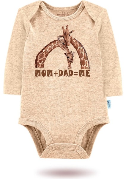 3'lü Organik"mom+Dad=me" Baskılı Uzun Kollu Bebek Body Zıbın UZUN-BEJ-GÜNEŞ-KALP-731 fiyatları