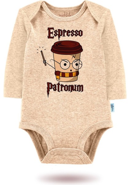 3'lü Organik"espresso Patronum" Baskılı Uzun Kollu Bebek Body Zıbın UZUN-BEJ-KAHVE-GÜNEŞ719-796