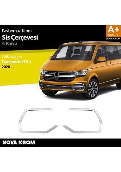 Vw Transporter T6.1 Krom Sis Farı Çerçevesi 4 Prç. 2020 Üzeri
