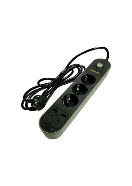 Gobax MG-106 2x USB 2x Type-C Çıkışlı 3lü 2 M Metre Çocuk Akım Korumalı Priz