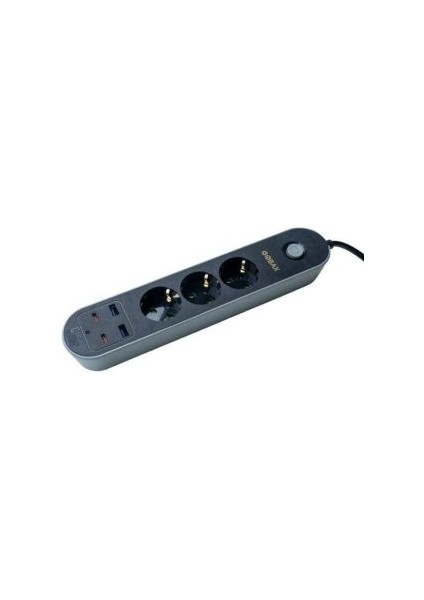 Gobax MG-106 2x USB 2x Type-C Çıkışlı 3lü 2 M Metre Çocuk Akım Korumalı Priz