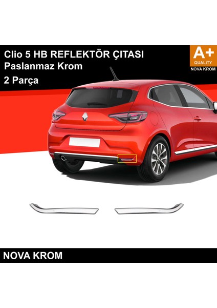Renault Clio 5 Krom Reflektör Çıtası 2 Prç. 2019 ve Üzeri