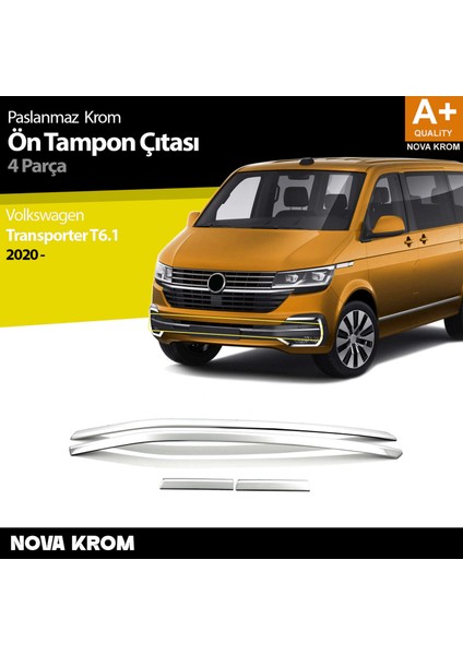 Vw Transporter T6.1 Krom Ön Tampon Çıtası 4 Prç. 2020 Üzeri