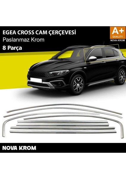 Fiat Egea Cross Krom Cam Çerçevesi 8 Prç. 2020 Üzeri
