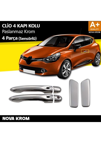 Renault Clio 4 Hb Krom Kapı Kolu 4 Kapı 2012-2019 Sensörlü