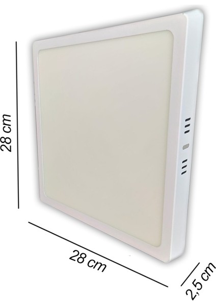 Adaledmodern Tavana Sıfır Panel LED Avize 24 W Sıva Üstü Kare 3200 Gün Işığı Beyaz Metal Kasa