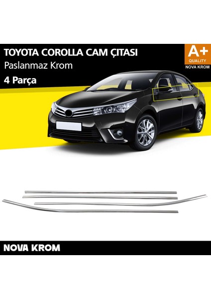 Toyota Corolla Krom Cam Çıtası 4 Prç. 2013-2018