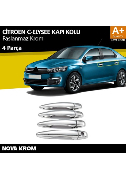 Nova Krom Citroen C-Elysee Krom Kapı Kolu 4 Kapı 2012 Üzeri