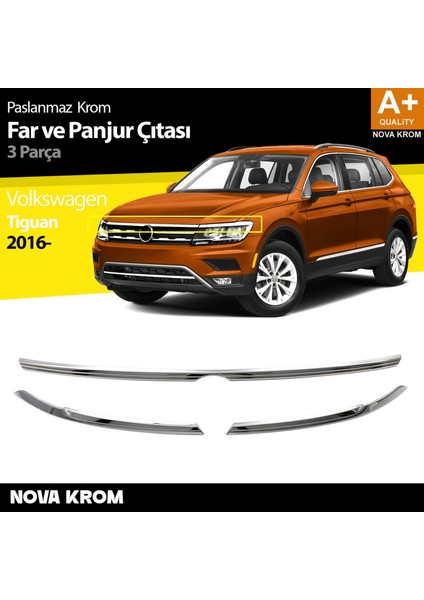 Vw Tiguan Krom Far Üst Çıtası 3 Prç. 2016-2020