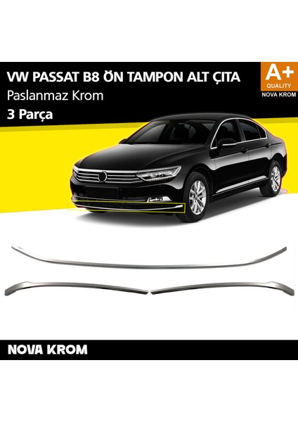 Vw Passat B8 Krom Ön Tampon Alt Çıtası 3 Parça 2015-2019
