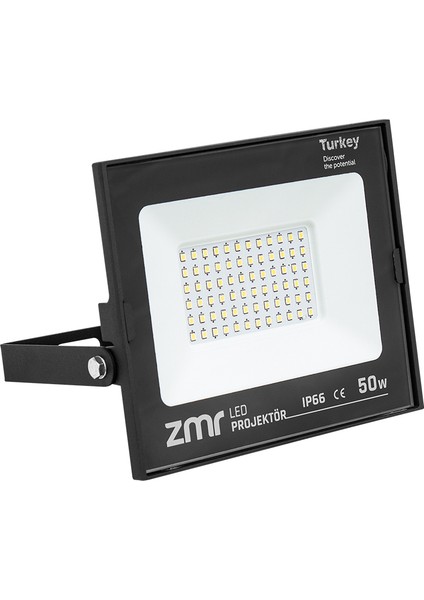 Zmr 50 Watt 6500 Lümel IP66 150 Derece 220 Volt Siyah Slim Kasa LED Projektör Lamba Aydınlatma