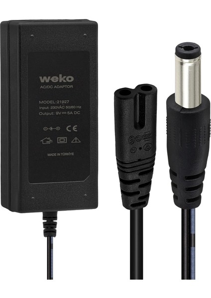 Weko 9 Volt 5 Amper 5.5 2.5 Uçlu Yerli Üretim Yazar Kasa Pos Cihazı Makinası Adaptörü modelleri