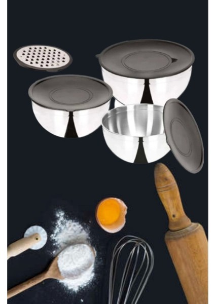 Özlife 8 Parça Saklama Kabı Karıştırma Kabı ve Rende Seti