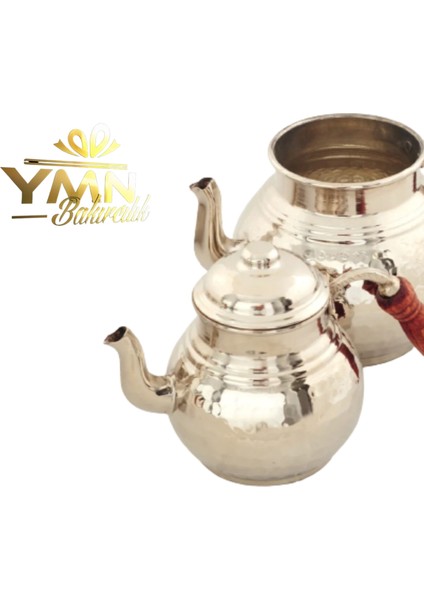 Ymn Bakır Aile Boyu Osmanlı Ocaklı Caydanlık Takımı TYC002292 Bakır demlik , Geleneksel çaydanlık,El yapımı çaydanlık